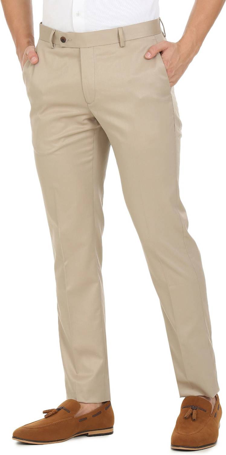 ARROW Regular Fit Men Beige Trousers