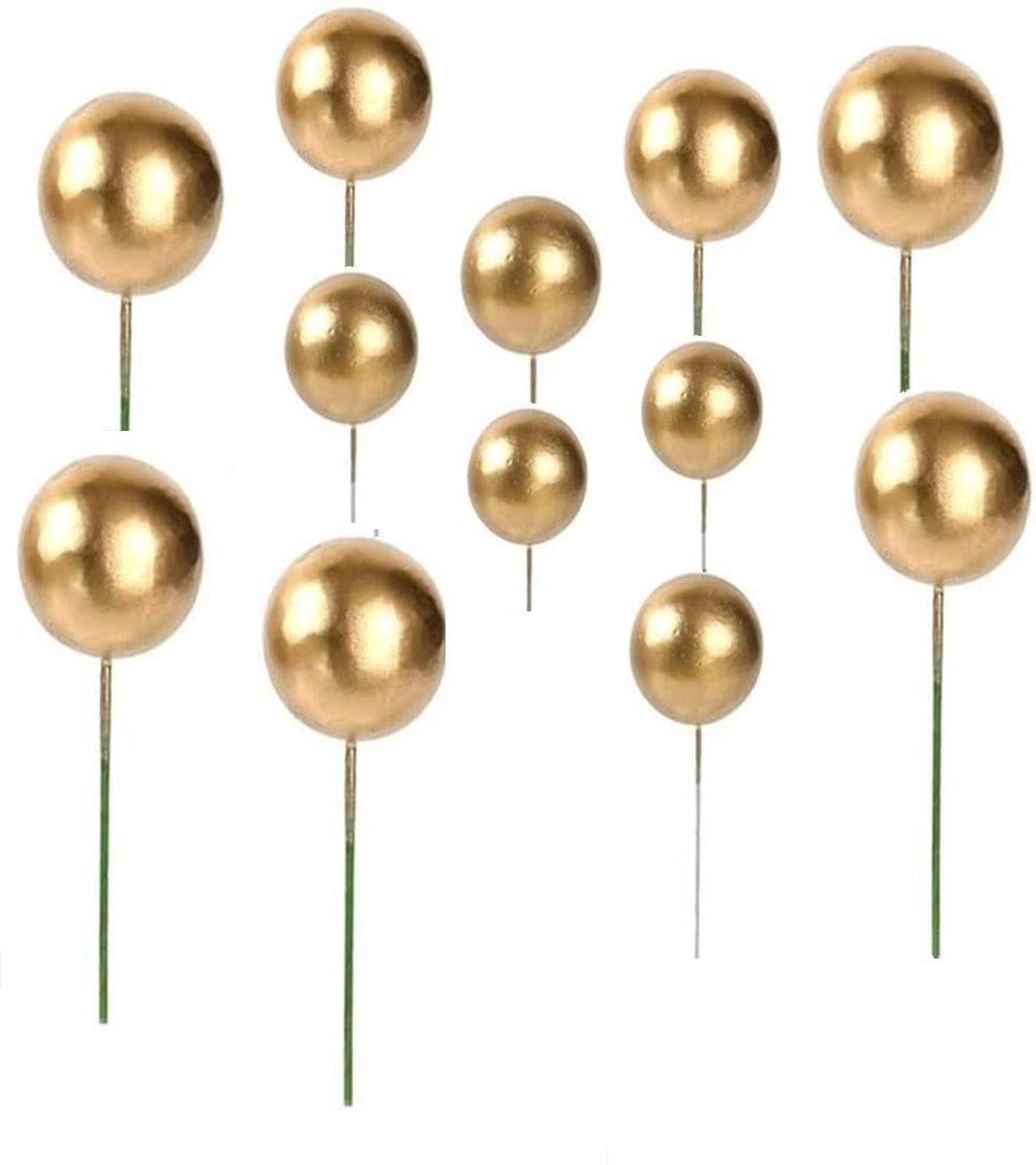 BAKERS4U Mini balloon Round Gold Ball Toppers 12 PCS (Gold) Cake Topper