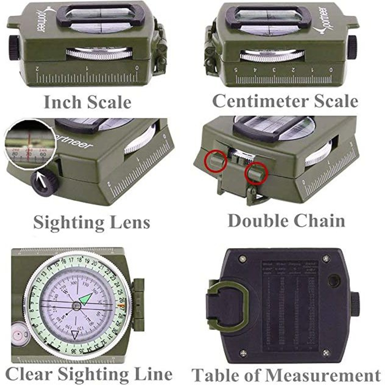 Image of JMALL Professional Multi function Army Metal Sighting High Accuracy Waterproof Compass