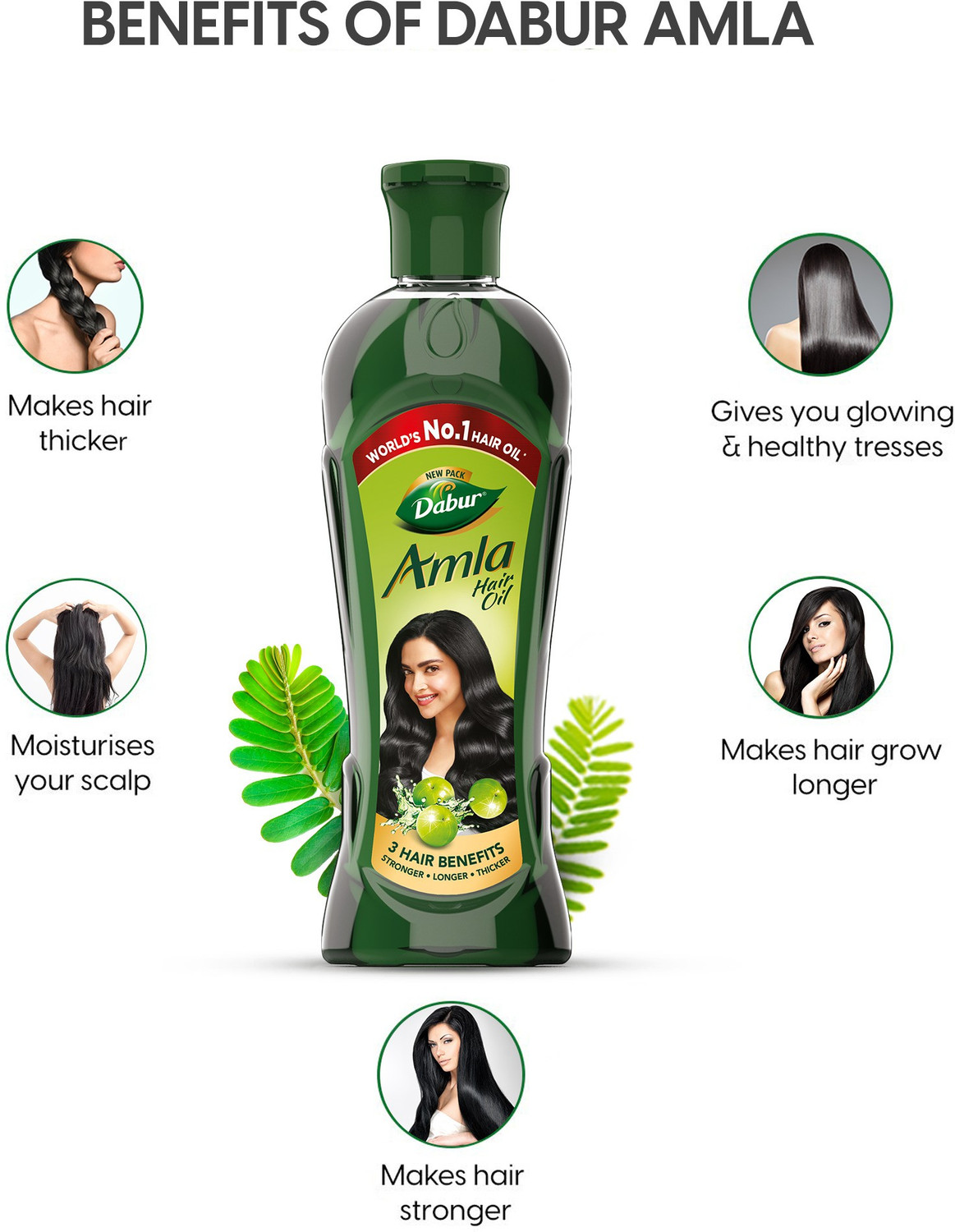 Image of Dabur For Strong, Long and Thick hair Nourishes Scalp Controls Hair Fall Hair Oil