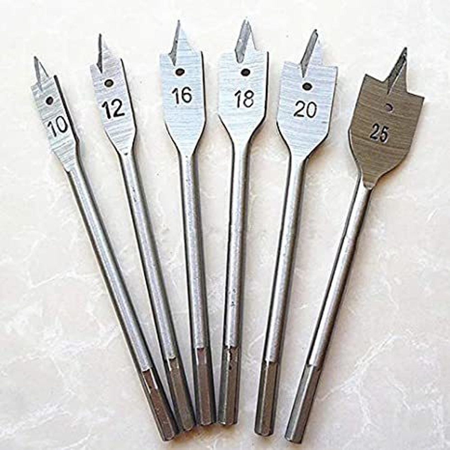 Image of Kshivi Drill Bits 6 Pieces Hex Shank Flat Bit Set For Spade Boring In Wood, Plastic DB73 Rotary Tool