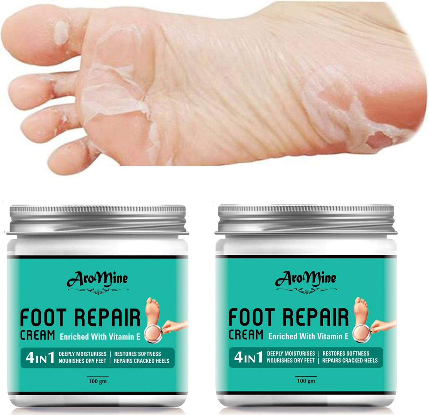 AroMine Foot cream for cracked Heels Repair Softening foot Care -100GM-2-Jar- Women