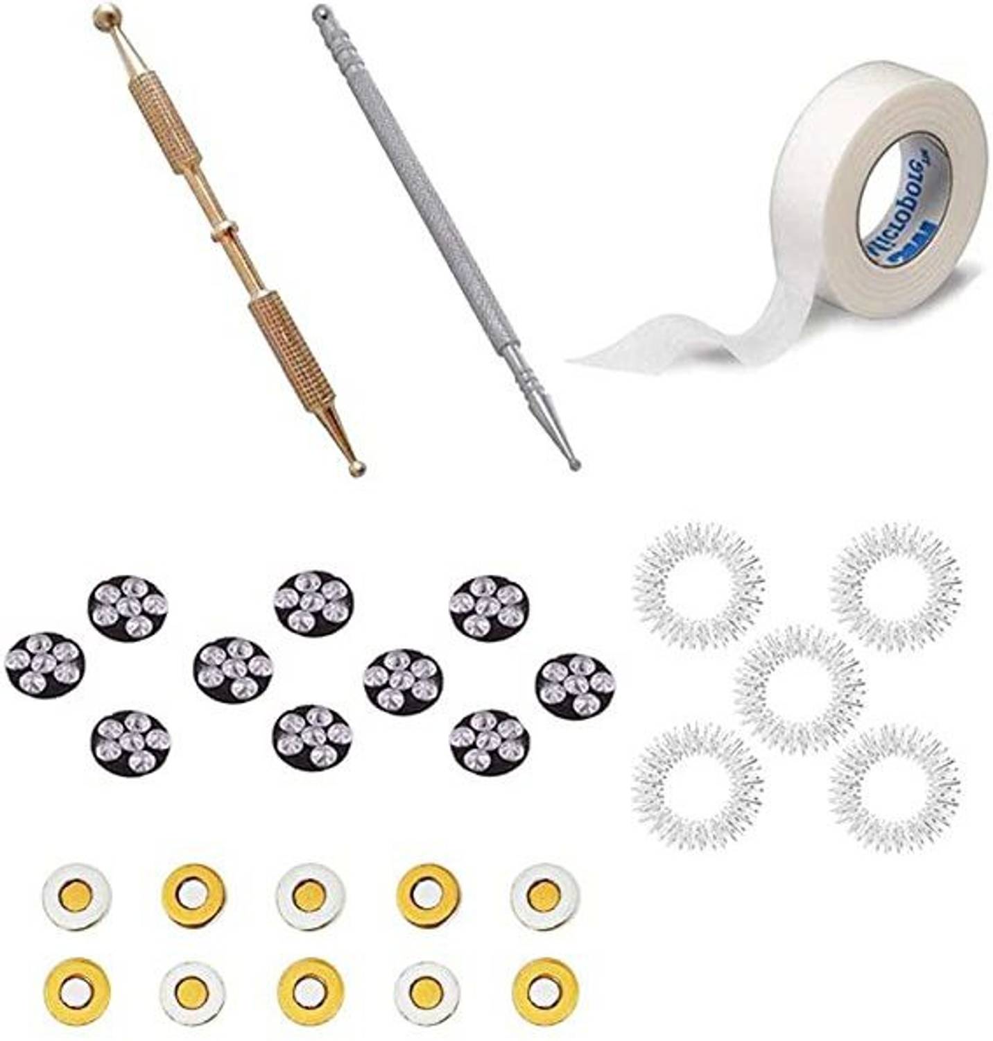 AHCS MG328 Magnetic Therapy Tool Combo Kit with Sujok Jimmy-Steel & Brass Cut & Finger Ring Set & Five Star & Chakra Magnet Massager Massager