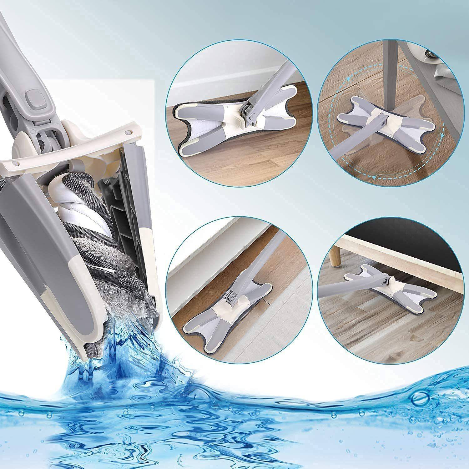 BIYALI Spin Twist Mop X Shape Microfiber Wringer Flat Floor Cleaning mop Wet & Dry Mop