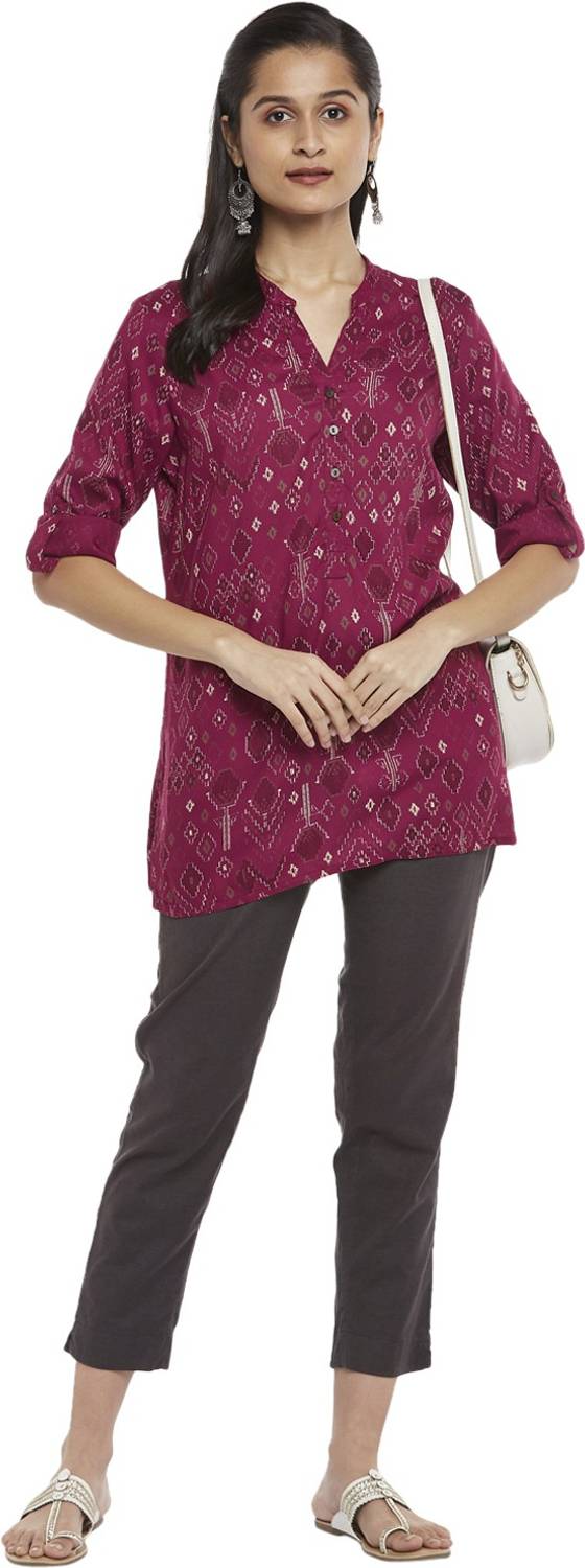 Akkriti by Pantaloons Casual Printed Women Maroon Top
