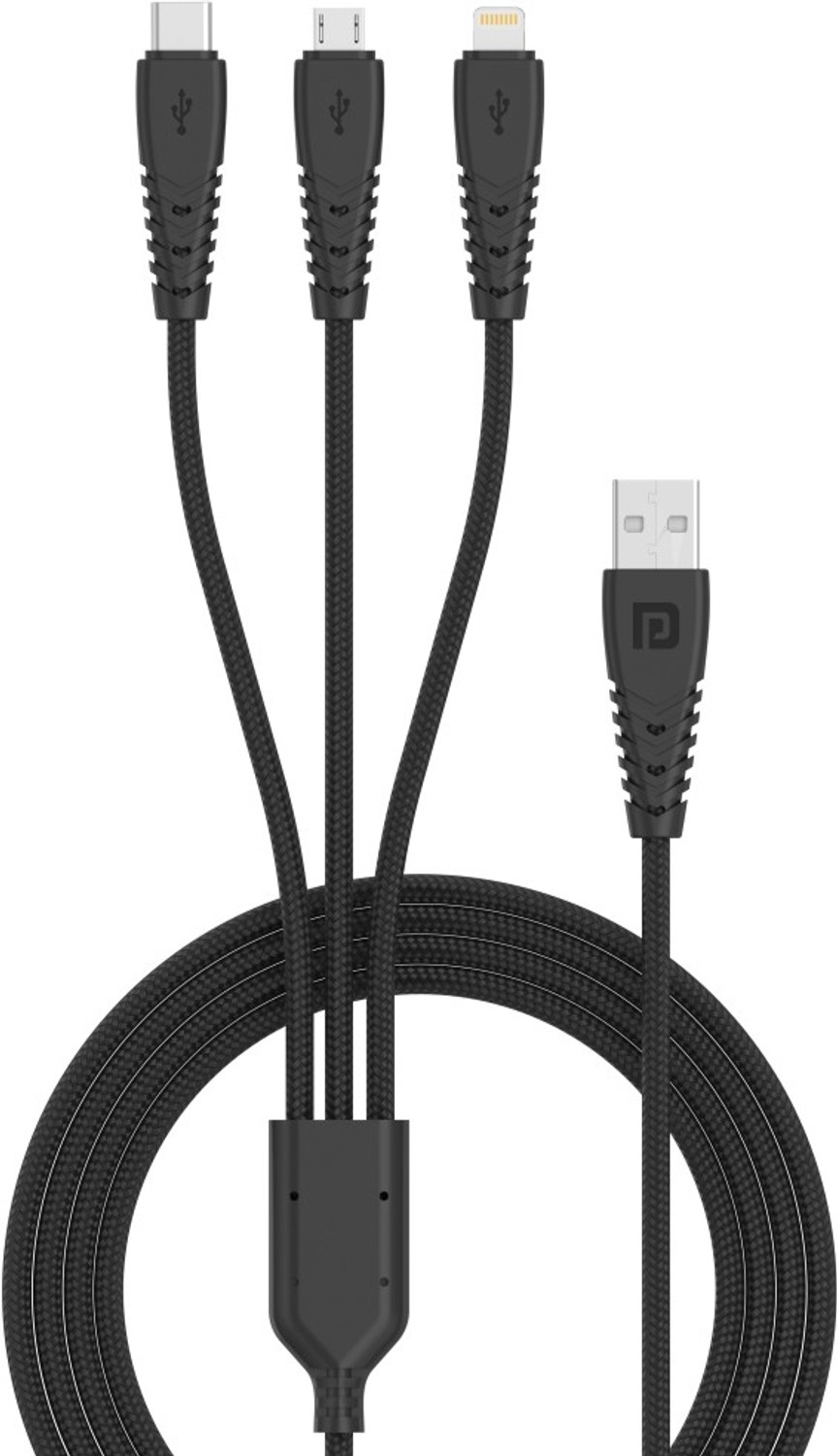 Image of Portronics 3-in-1 Cable 3 A 1.5 m COPPER MATERIAL Konnect A Trio