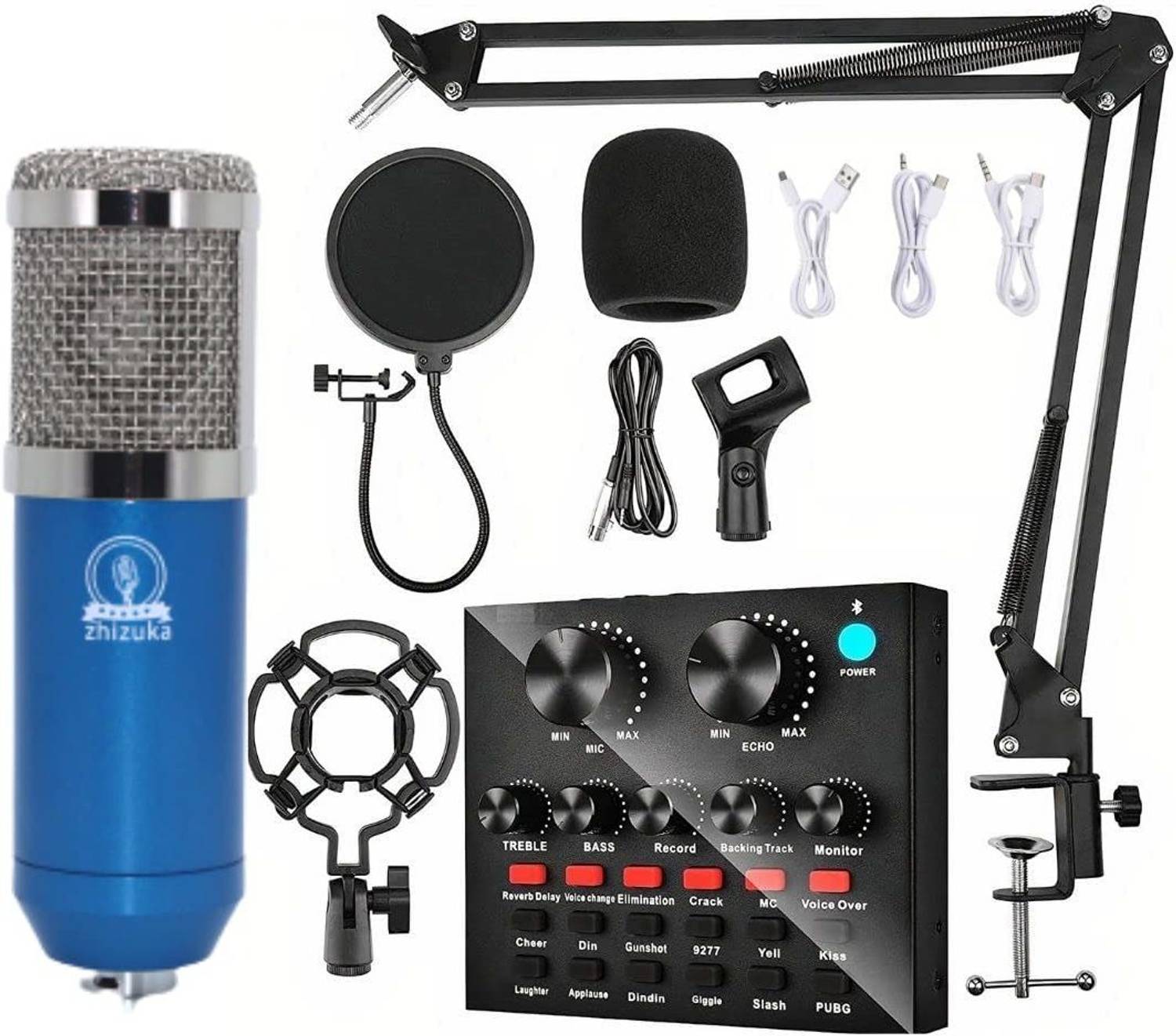 zhizuka BM800 Condenser Microphone with V8 Sound Card for