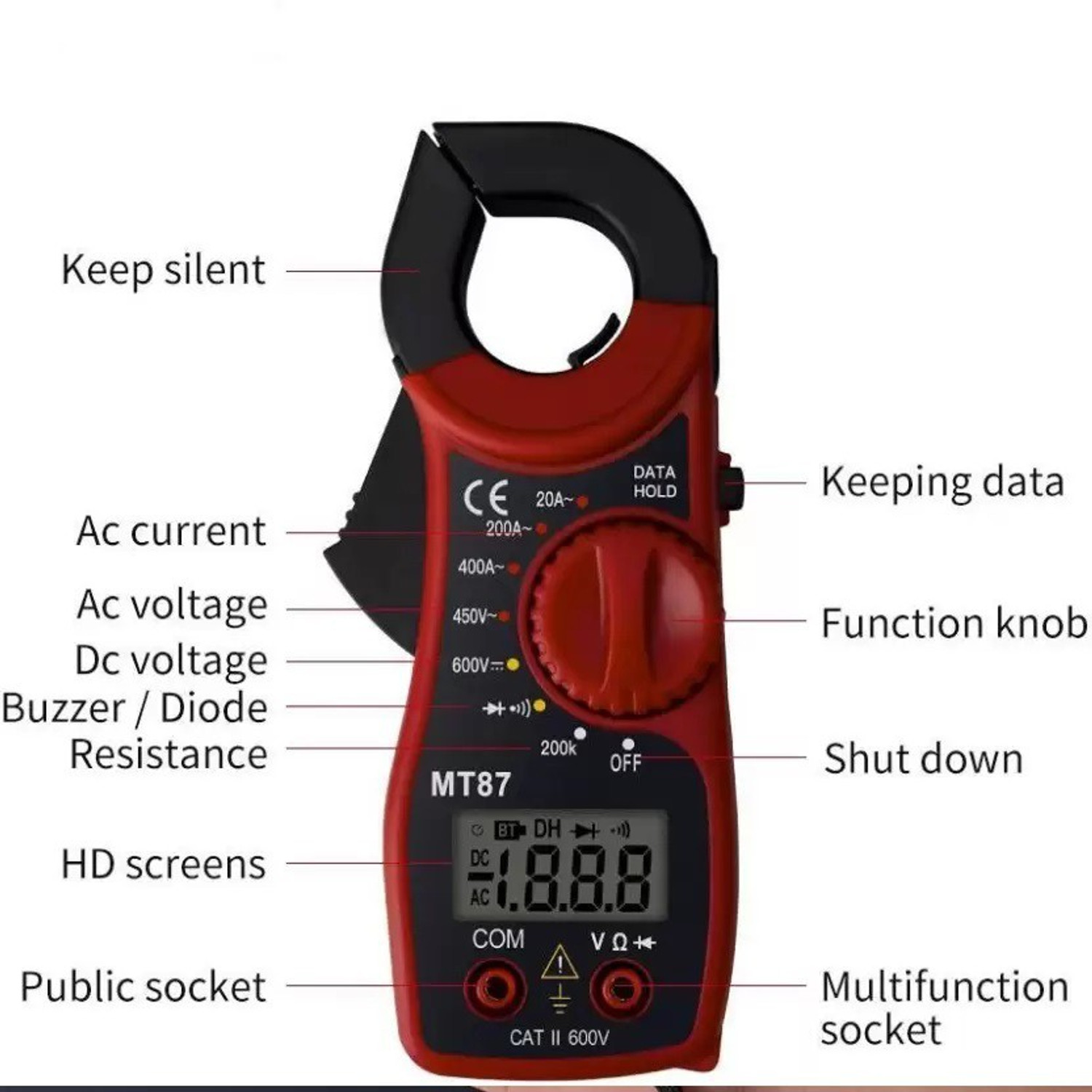 Image of SG Flash MT 87 Digital Clamp AC DC VoltmeterLCD Meter Digital Multi Tester Digital Multimeter