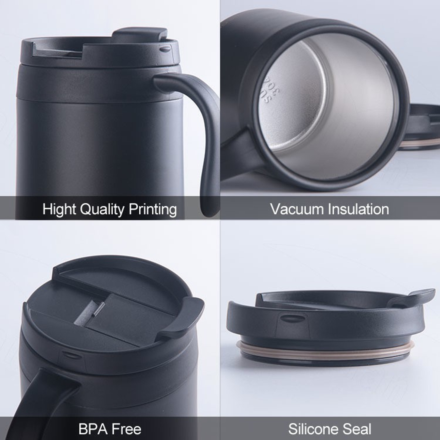 Image of DHRUSIMI Coffee Handle Travel Tumbler Double Wall Vacuum Reusable with Lid Stainless Steel Coffee Mug