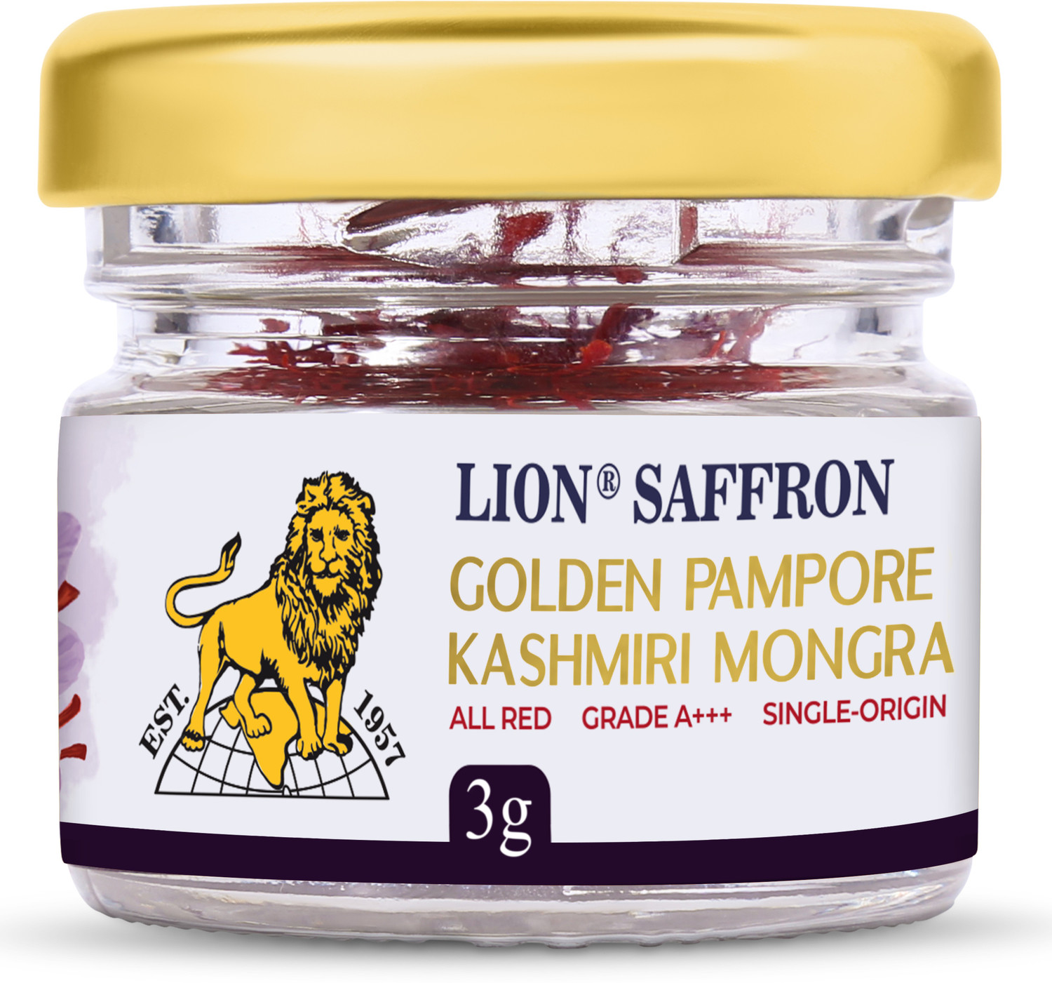 Image of LION Saffron Grade A+++ Kashmiri Mongra Kesar For Pregnant Women & Cooking Whole