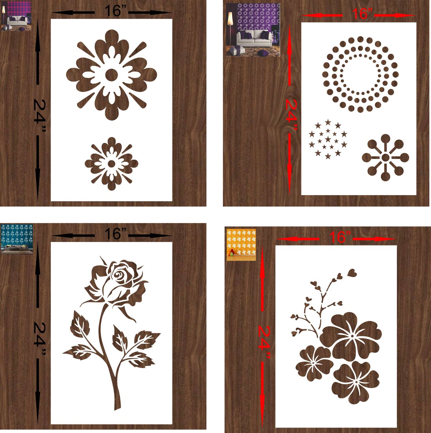 PRIYANKADECOR WALL PAINTING FOR (Size:- 16X24 Inch Theme-(2006) Pattern Design Suitable For Kids Room, Home Entrance, Office & Pooja Room Decoration Stencil