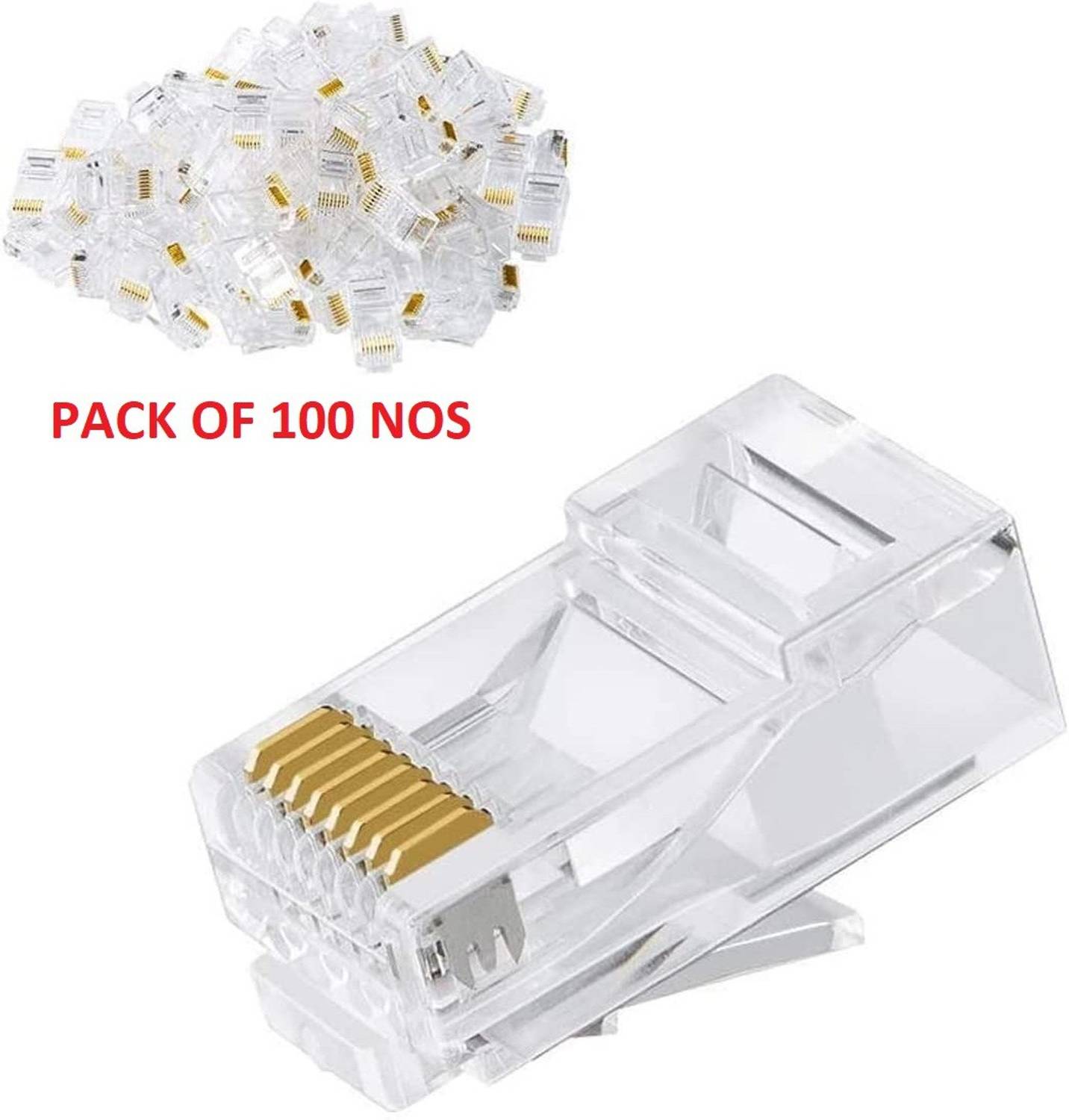 99Gems RJ45 Connectors, Clear CRYSTAL RJ45 Modular Plugs, CAT5/CAT5E/CAT6/ Ethernet Connectors, UTP/8P8C/LAN Crystal Heads Wire Connector