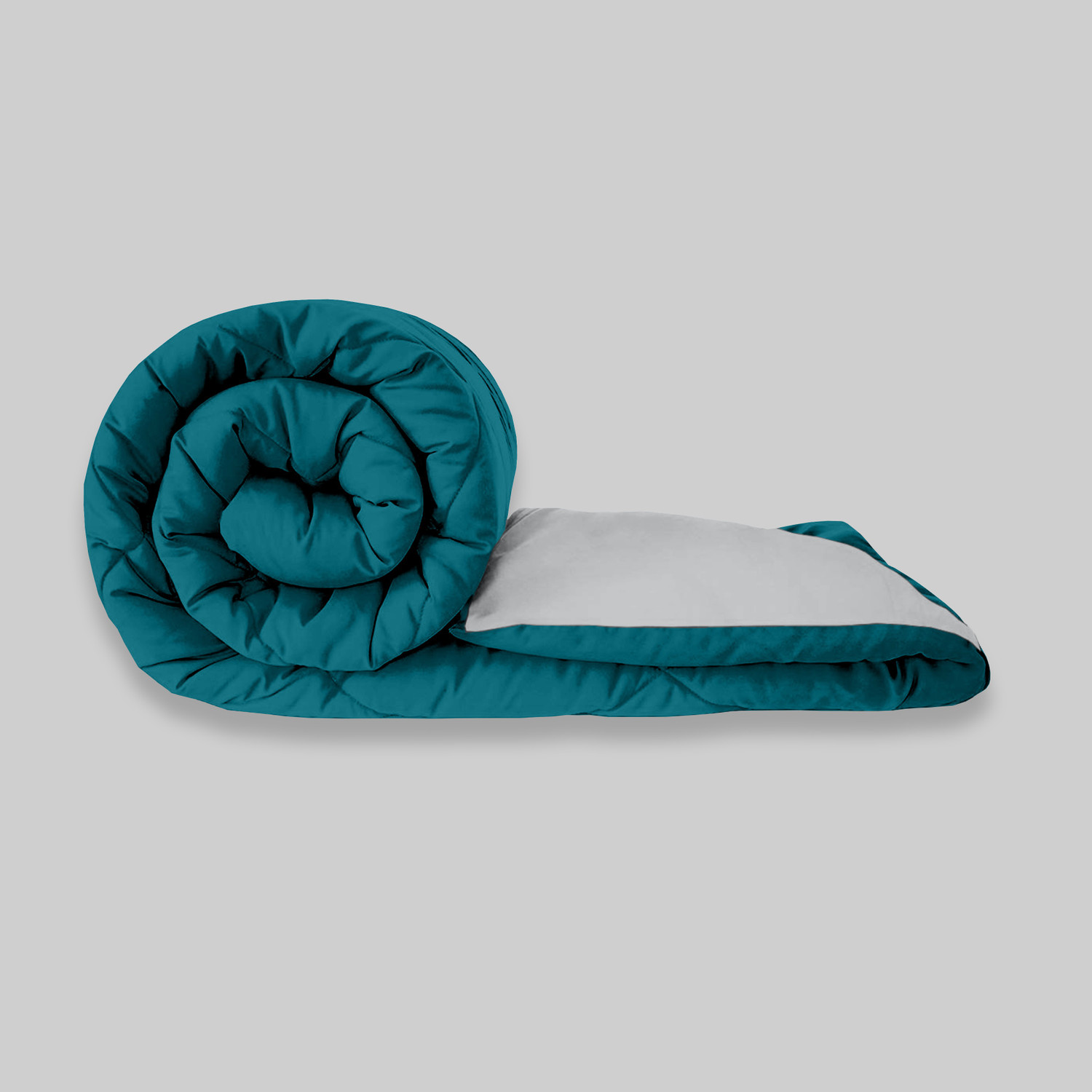 Image of GYT Solid King Comforter for Heavy Winter (Poly Cotton, Grey & Deep Teal)