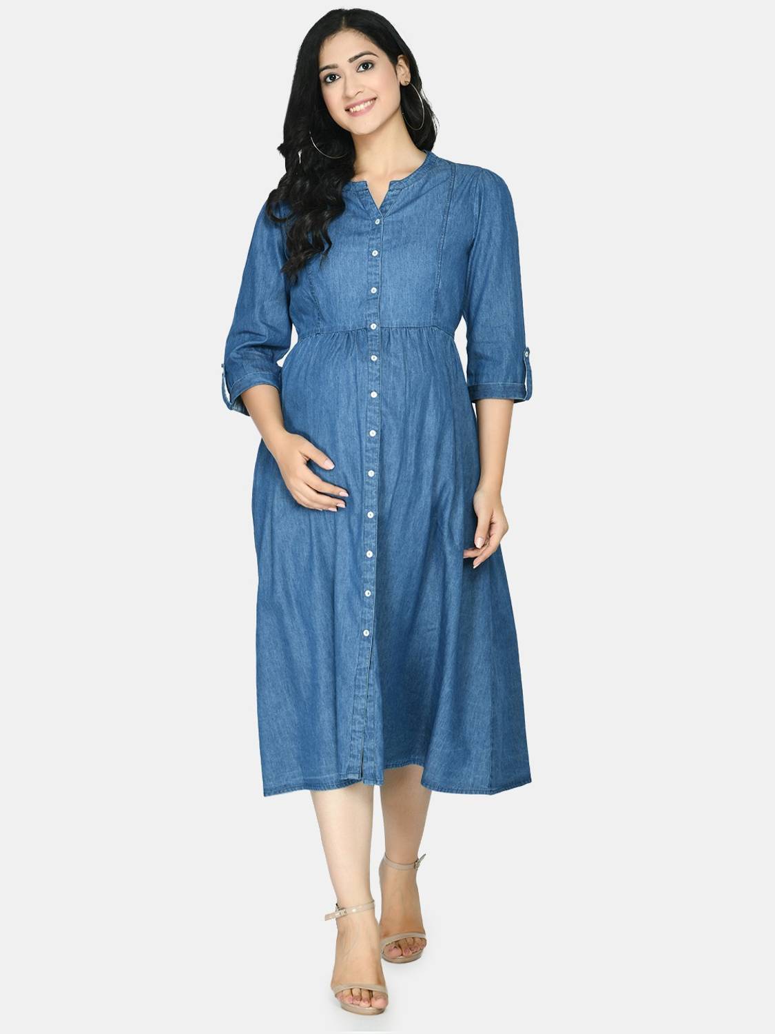 Aaruvi Ruchi Verma Women A-line Blue Midi/Calf Length Dress