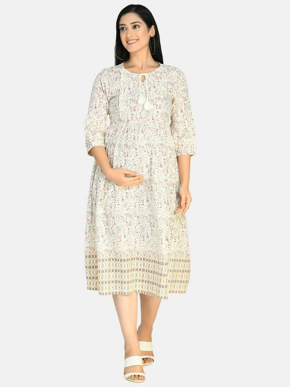 Aaruvi Ruchi Verma Women Maxi White Midi/Calf Length Dress
