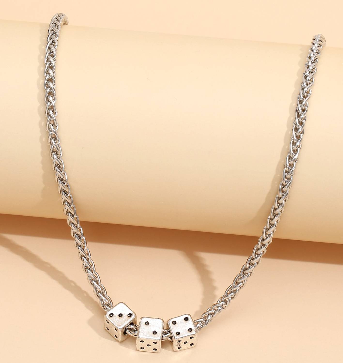 Sorellaz Womens Silver Thick Chain Dice Necklace Metal Chain Price