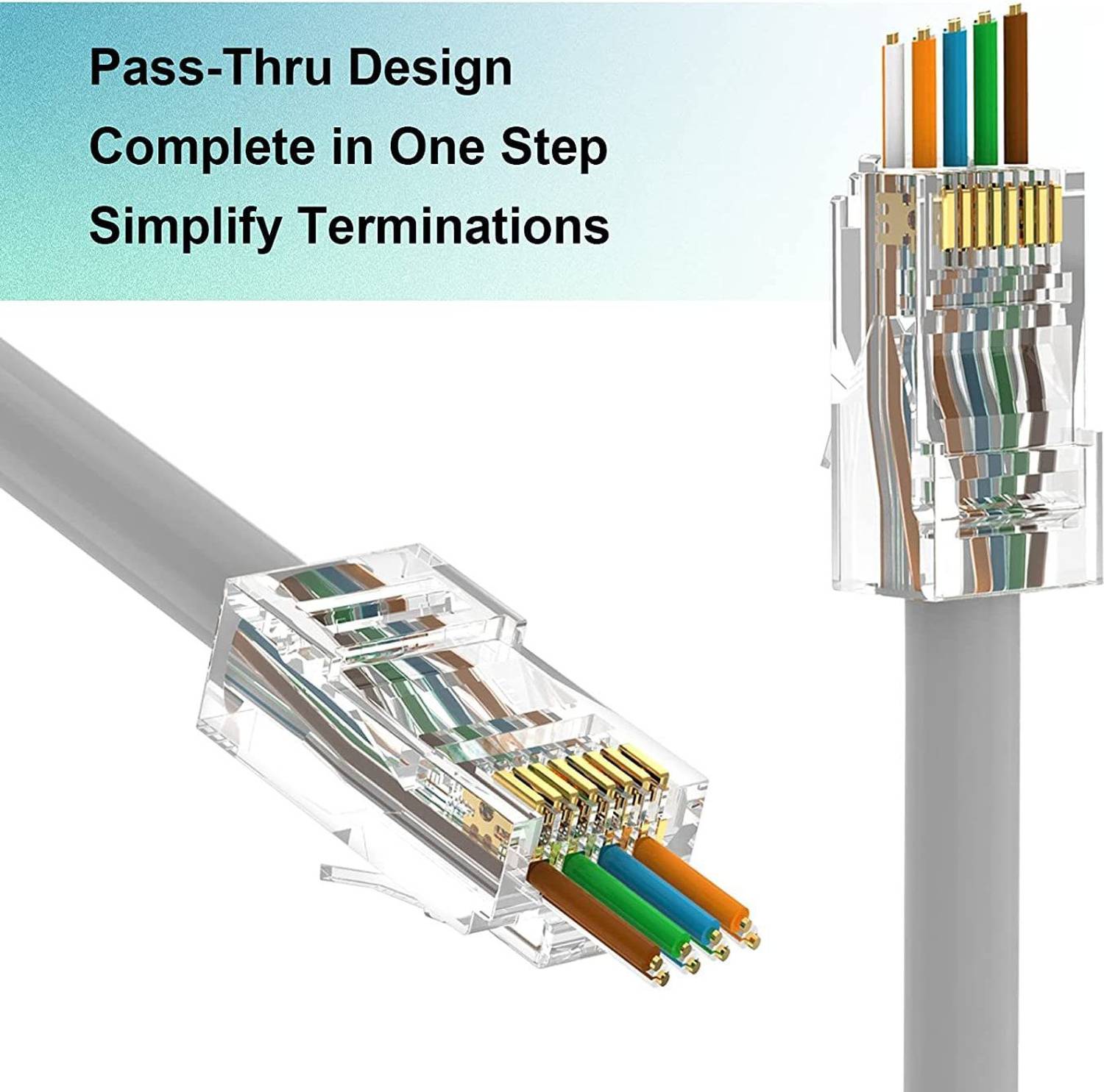 Mak World RJ45 Cat6 Pass Through Connector 100 Pcs - Image 3
