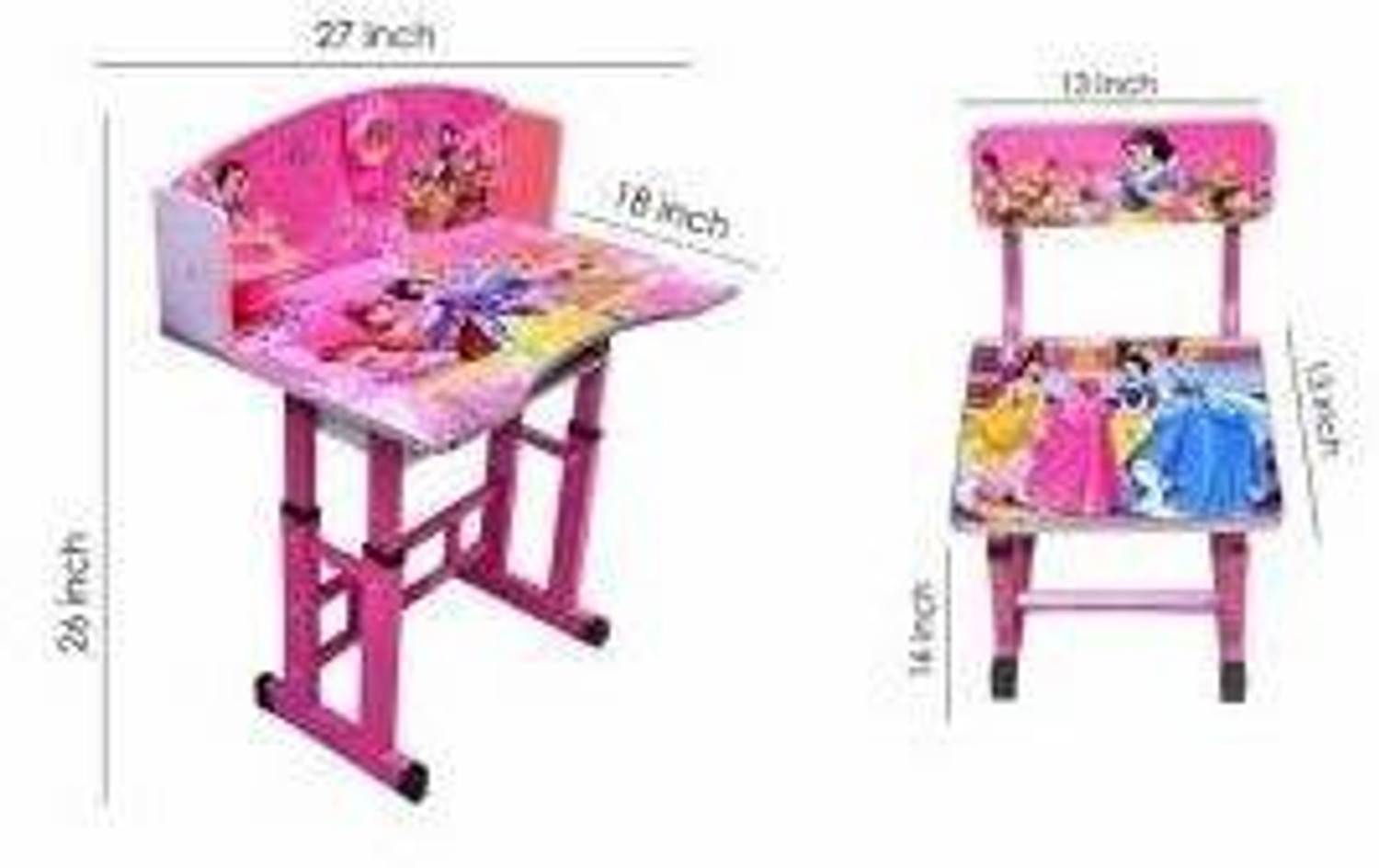 Image of Bhella Kid's Study Table and Chair / Height Adjustable Multifunctional Desk /table chair Metal Desk Chair