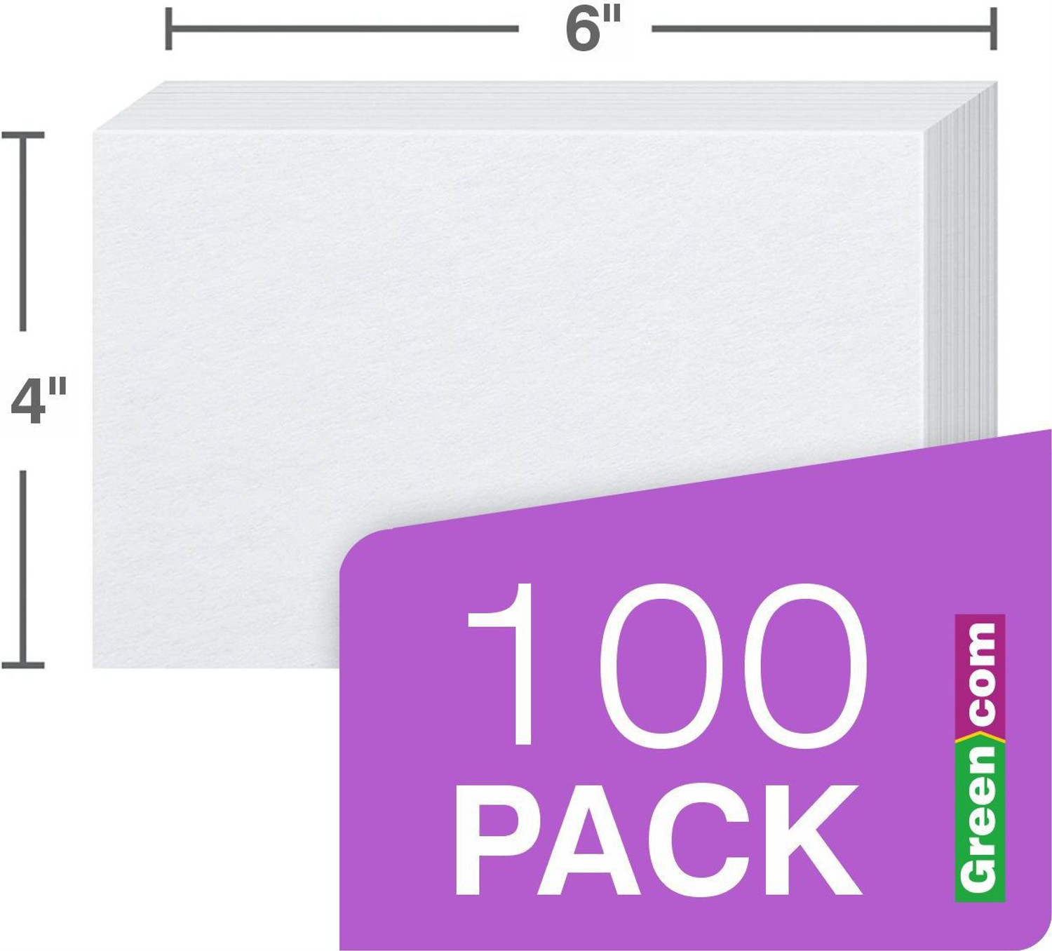 Image of greencom 500 pack Blank Index Cards, Flash cards 4 inch x 6 inch, White, 220 GSM with 10 pcs Free Binder Rings 3-Part Roomy 4 inch x 6 inch size is perfect for detailed study, presentations or lists