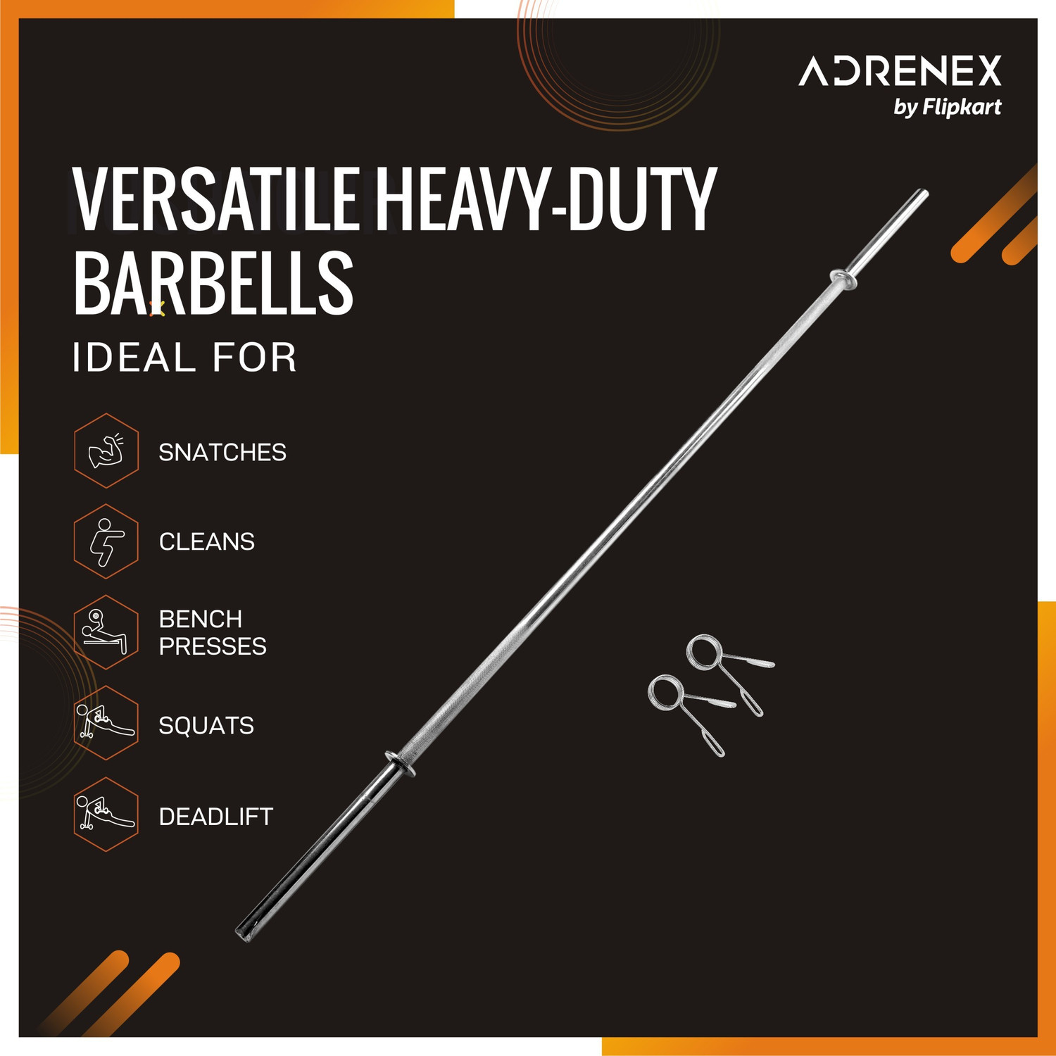 Image of Adrenex 50 Kg Portable with Straight, Curl & Dumbbell Rods Home Gym Combo
