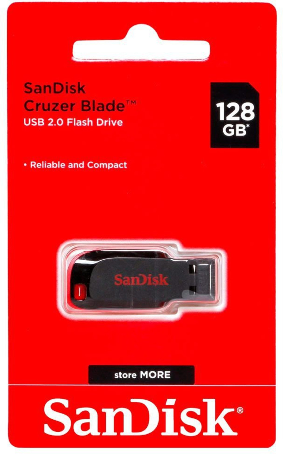 Image of SanDisk Cruzer Blade 128 GB Pen Drive Compatible with Laptop, Desktop Computer USB 2.0 Plastic Case