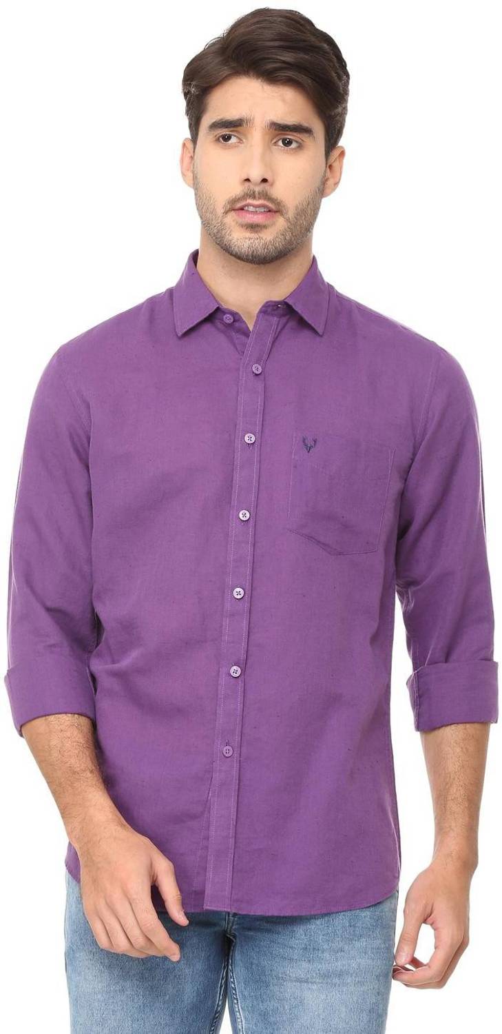 Allen Solly Men Solid Casual Purple Shirt