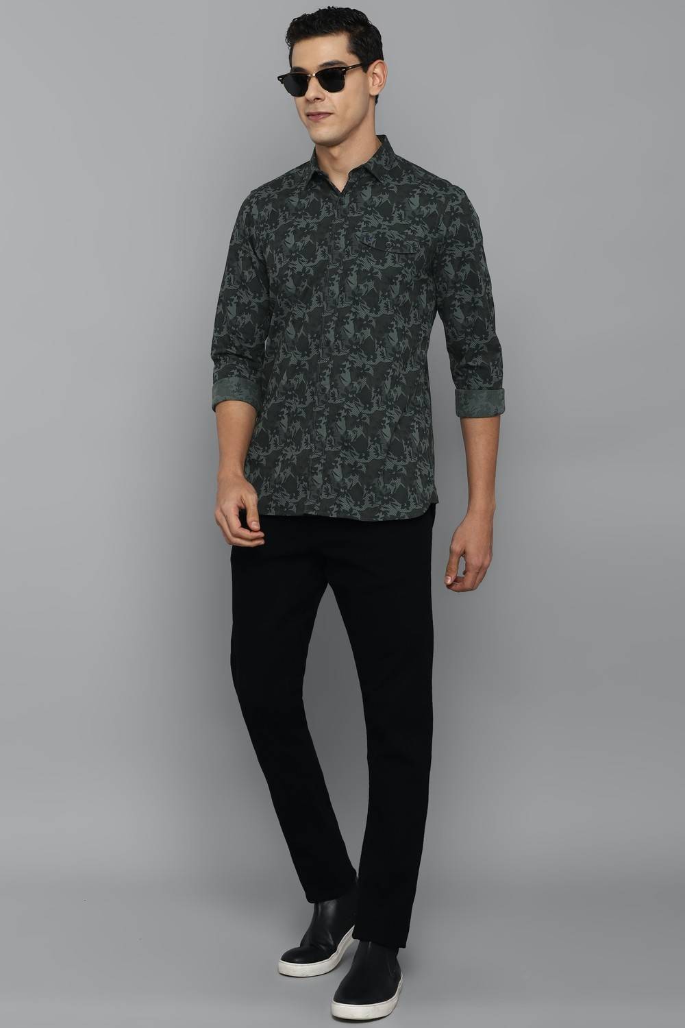 Allen Solly Men Printed Casual Green Shirt