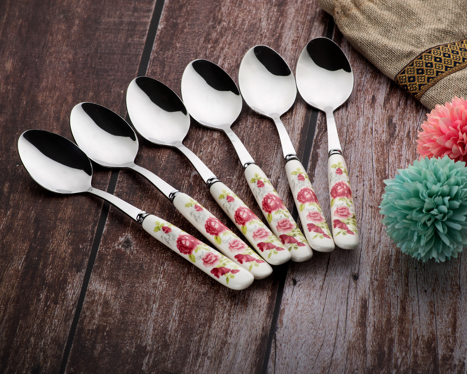 Image of MGeezz Stainless Steel, Ceramic Table Spoon Set