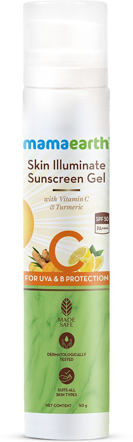 Image of Mamaearth Sunscreen - SPF 50 PA+++ Skin Illuminate Sunscreen with SPF 50 Gel with Vitamin C & Turmeric