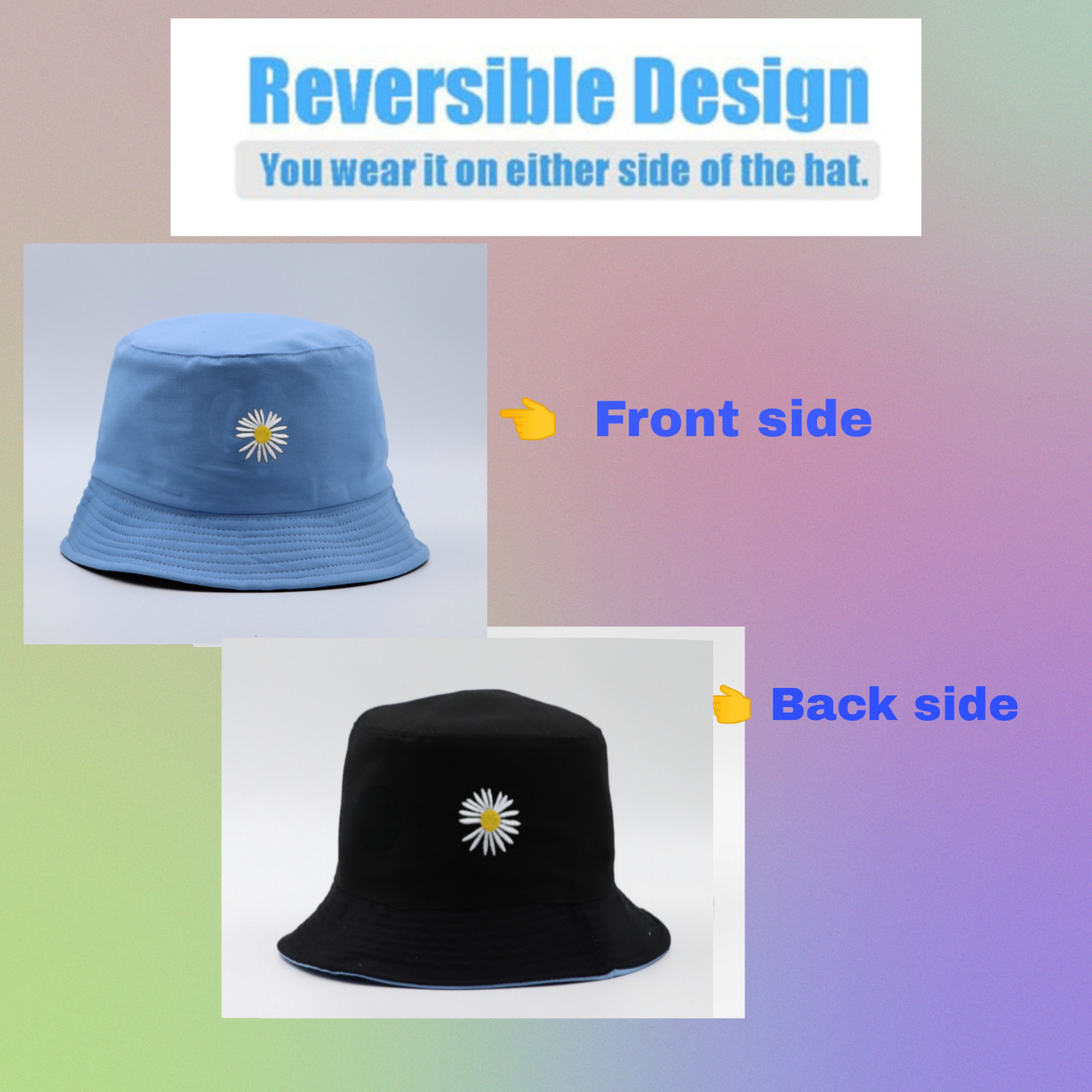 Image of Jamont Unisex Bucket Hat Beach Sun Hat Fishing Hat Reversible Double-Side-Wear