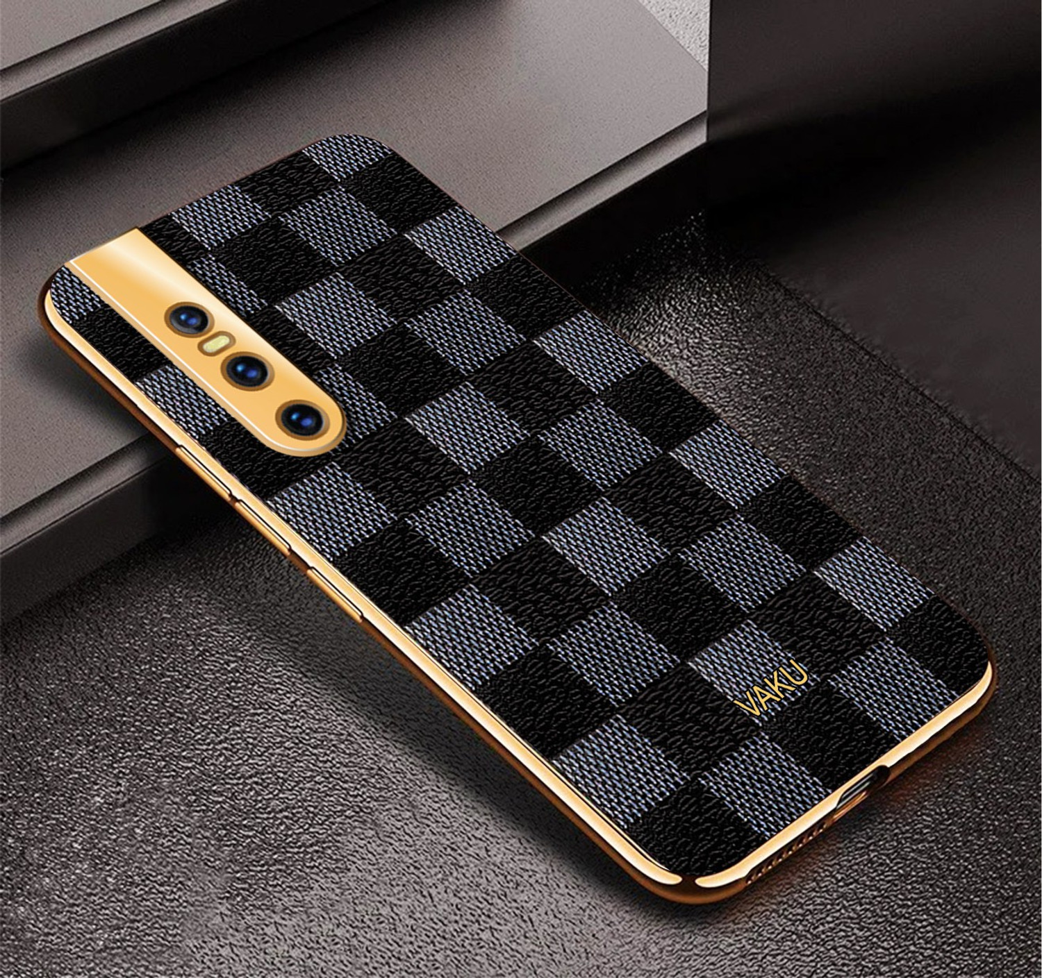 Image of Vaku Luxos Back Cover for vivo V15 Pro, Cheron Leather Electroplated Soft TPU