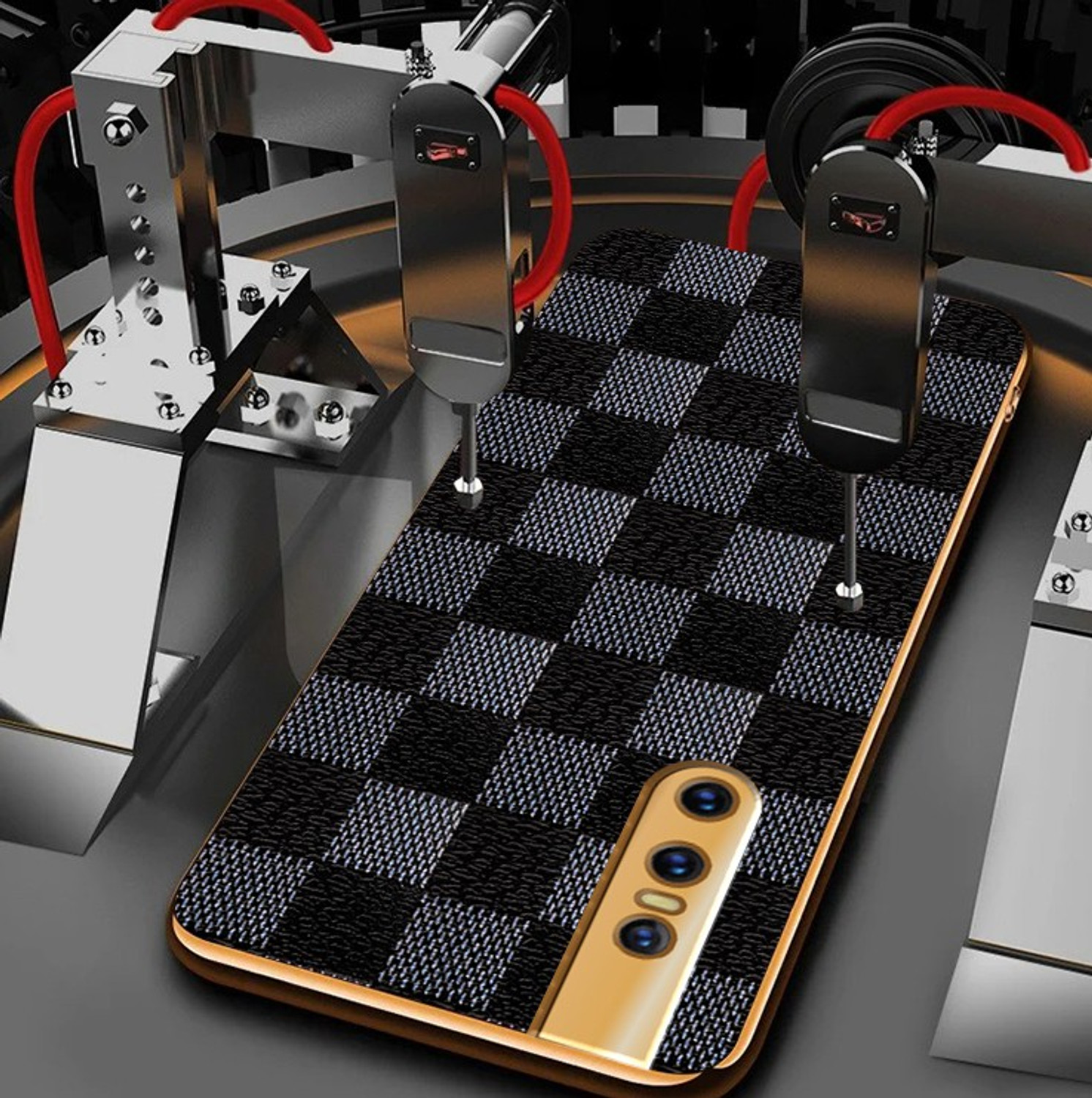 Image of Vaku Luxos Back Cover for vivo V15 Pro, Cheron Leather Electroplated Soft TPU