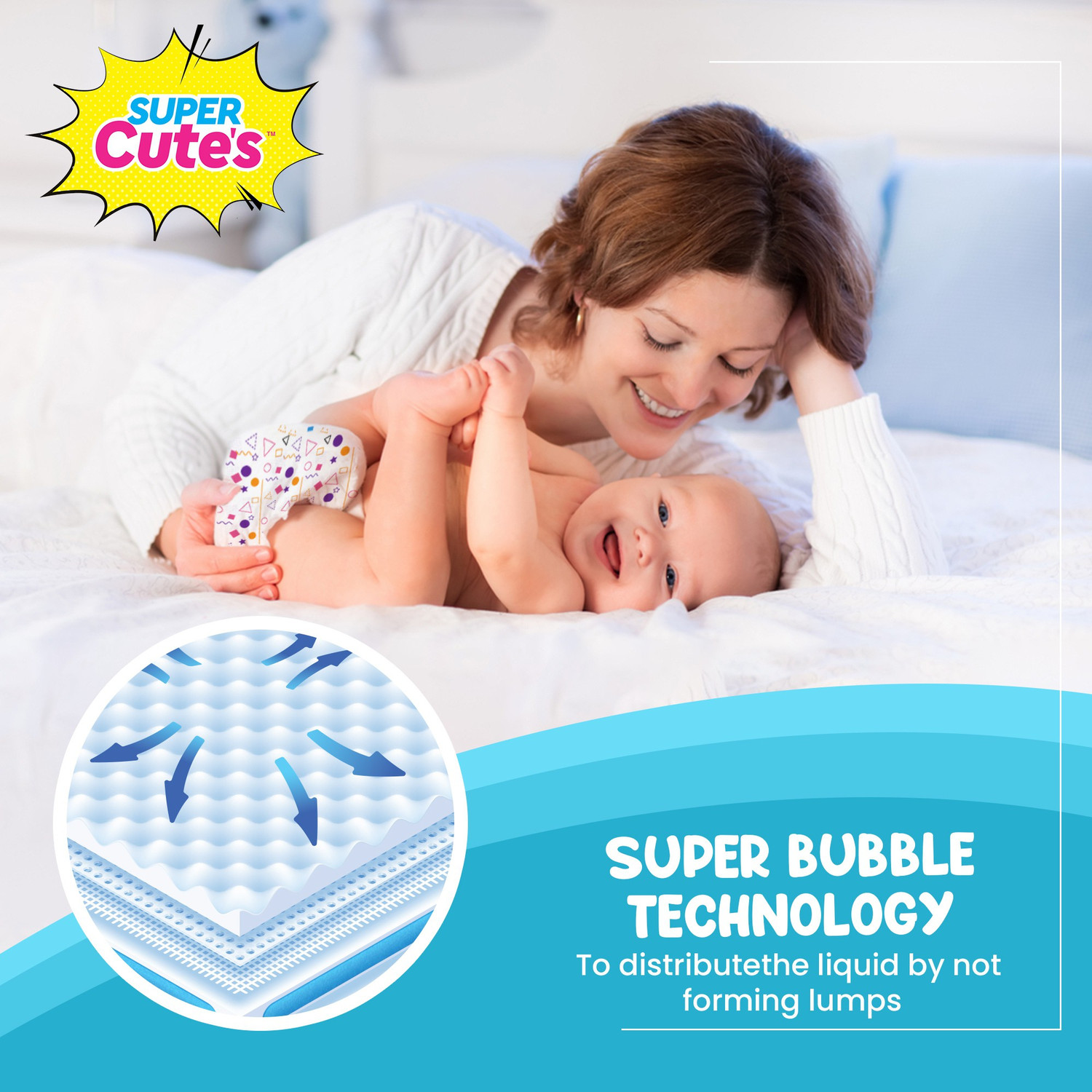 Image of Super Cute's Premium Ultra Thin Diaper Pants with Wetness Indicator 2x Absorption & Comfort Pant Diapers - L