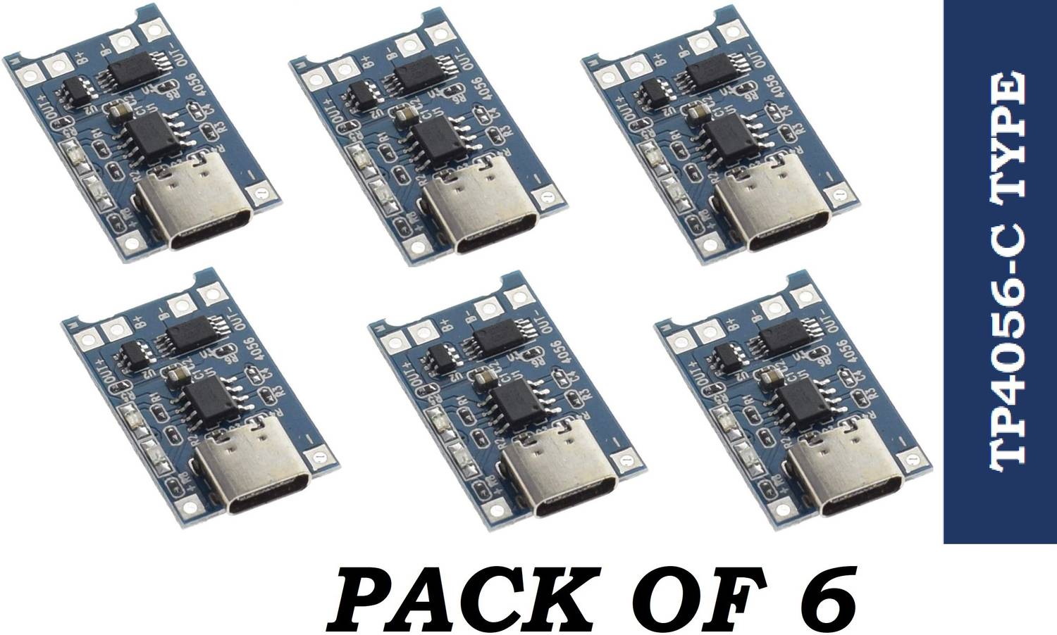 3REE 6pcs TP4056 Type-c USB 5V 1A 18650 Lithium Battery Charger Module Charging Board Electronic Components Electronic Hobby Kit