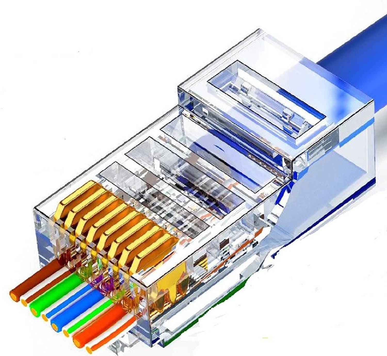 Mak World RJ45 Cat6 Pass Through Connector 100 Pcs - Image 1