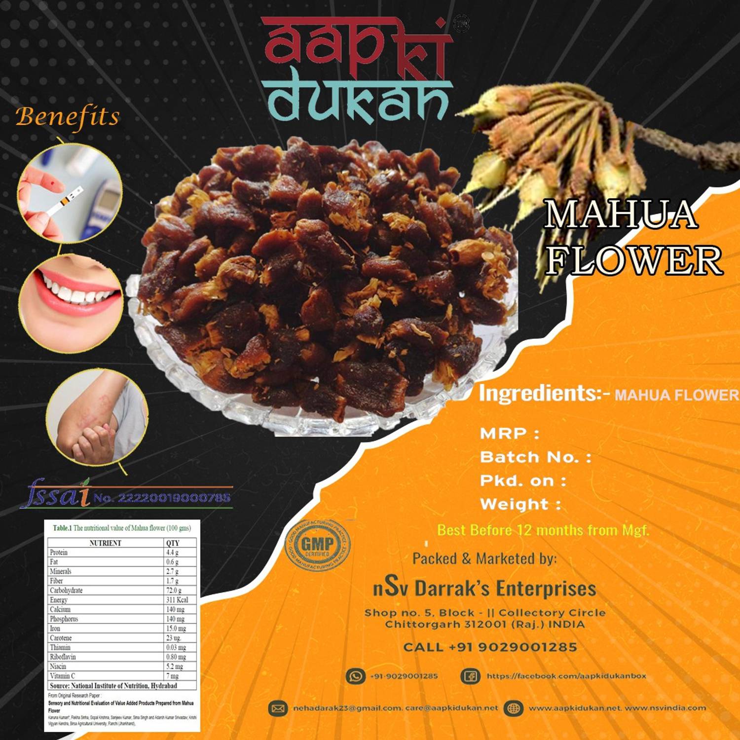 Aapkidukan Mahua Flower Dried (Madhuca Longifolia)