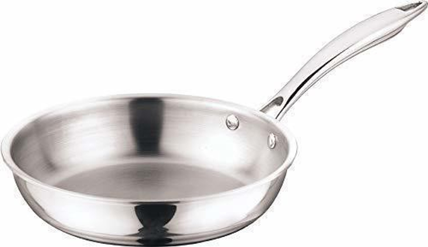 Image of VINOD Platinum Triply Stainless Steel Frypan 18 cm Diameter with Riveted Sturdy Handle Fry Pan 16 cm diameter 2.5 L capacity