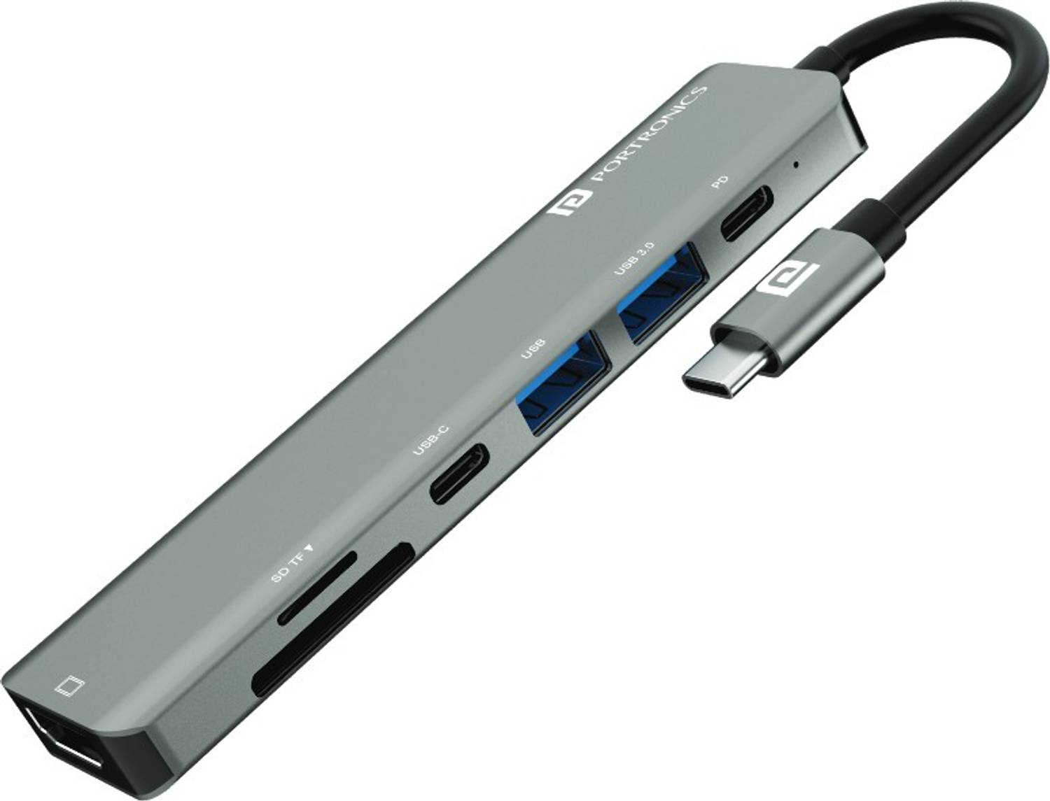Portronics Mport 52 7-In-1 Type C Multiport USB Hub (Grey)