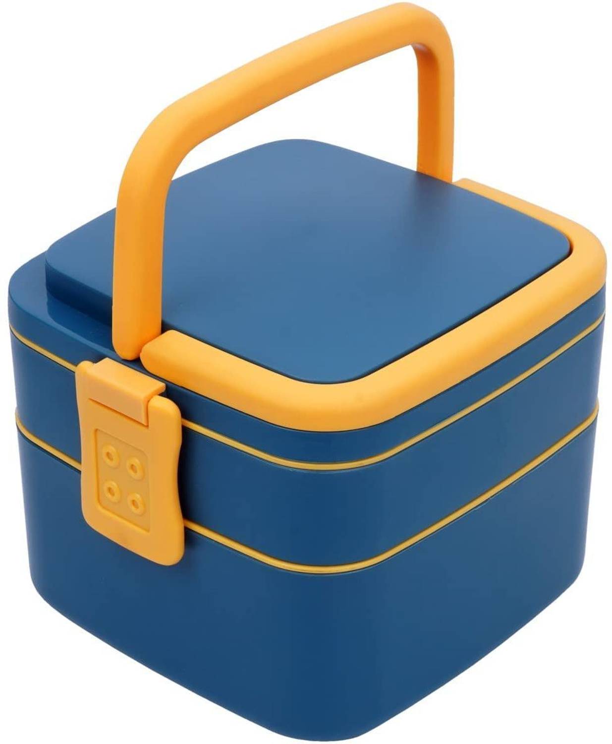 4square Double-Layer Square Lunch Box with Handle 2 Containers Lunch Box 2 Containers Plastic Office Lunch Box