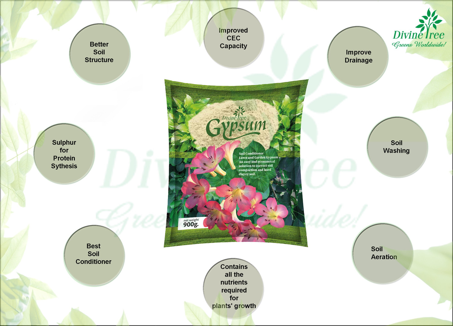 Image of Divine Tree Gypsum Powder For Plant Calcium Sulfate Soil Conditioner For Lawn and Garden Manure