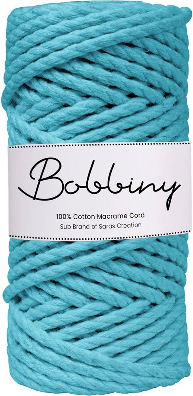 Bobbiny 3Ply Twisted Macrame 4mm 20Mtr. Cotton Cord Dori Thread Macrame Light cyan