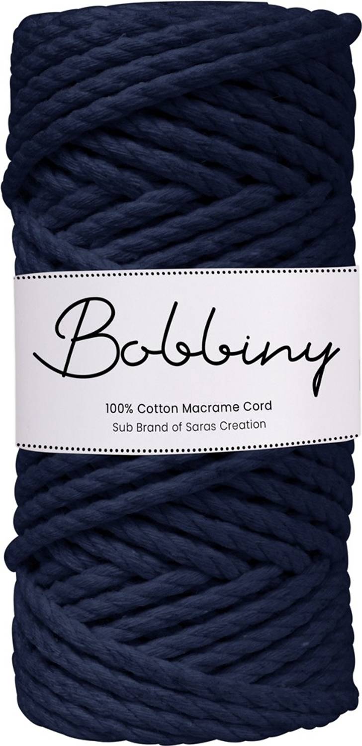 Bobbiny 3Ply Twisted Macrame 4mm 20Mtr. Cotton Cord Dori Thread Macrame Navy