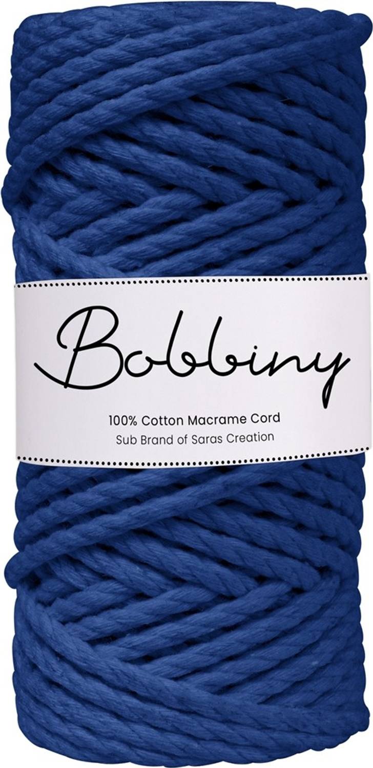 Bobbiny 3Ply Twisted Macrame 4mm 20Mtr. Cotton Cord Dori Thread Macrame Dark blue
