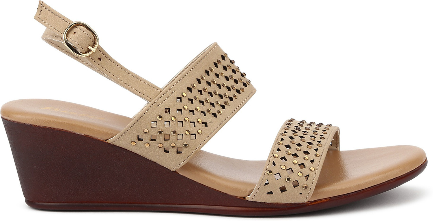 Image of Bata Women Wedges Sandal (Beige, 4)