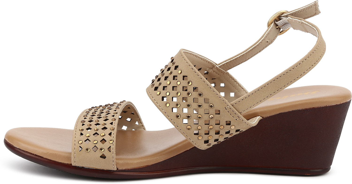 Image of Bata Women Wedges Sandal (Beige, 4)