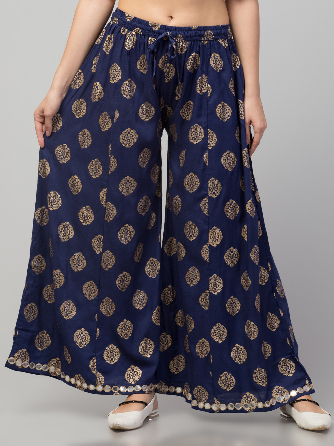 Image of FamBee Flared Women Dark Blue Trousers