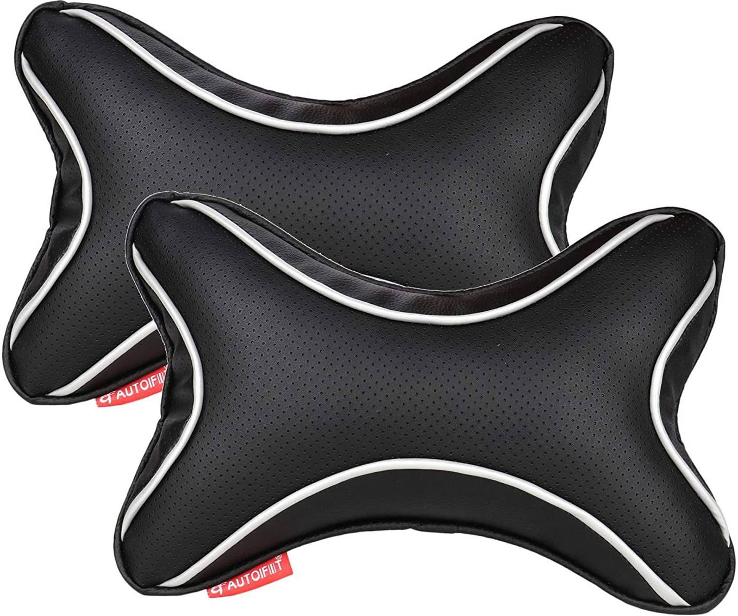 AUTOFIT Black Leather Car Pillow Cushion for Universal For Car