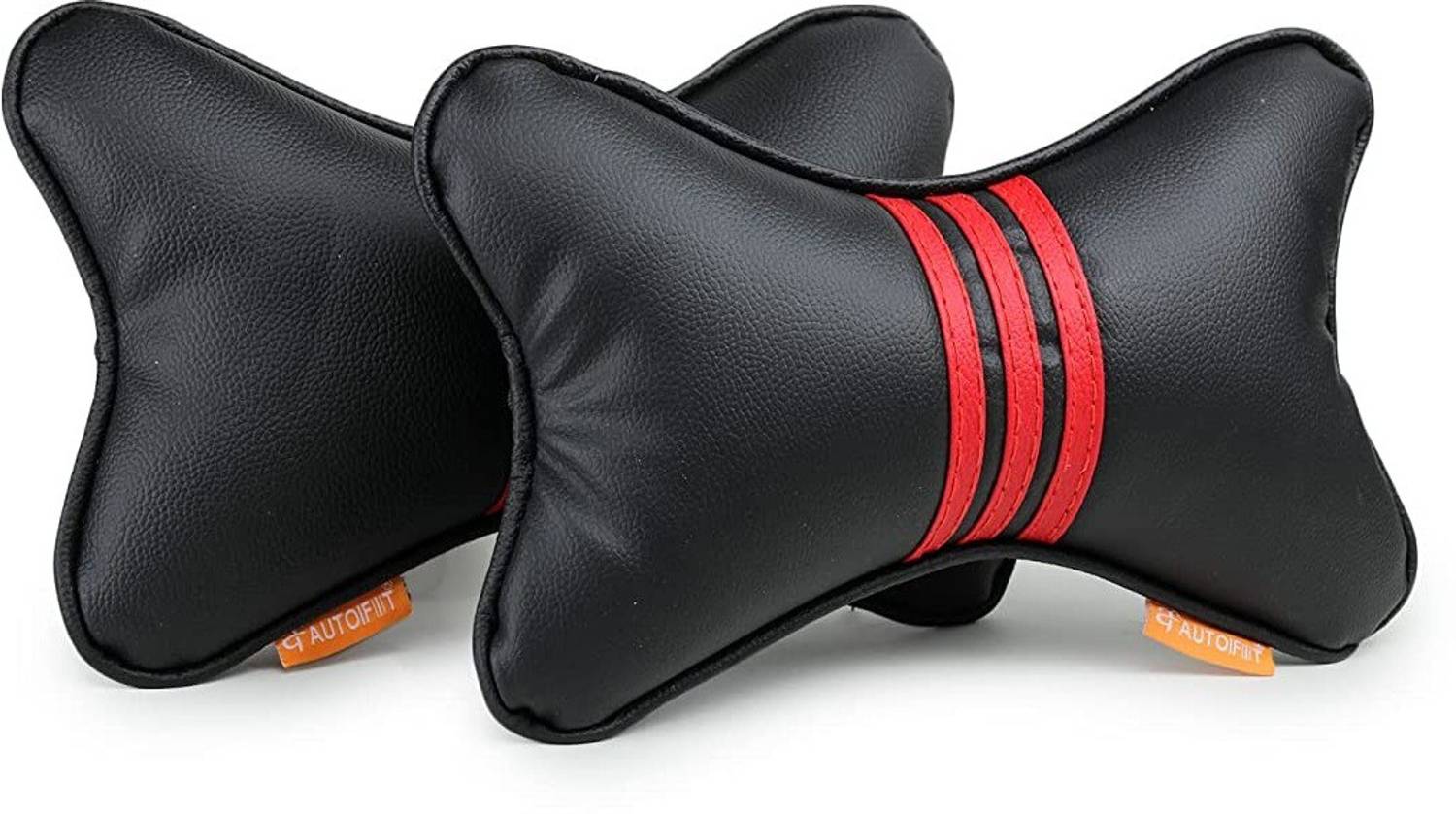 AUTOFIT Black, Red Leather Car Pillow Cushion for Universal For Car