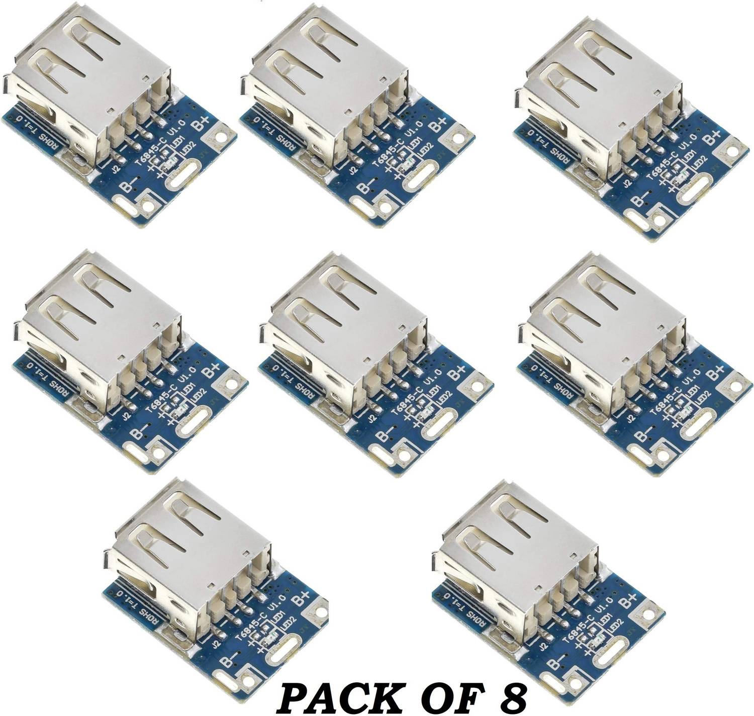 3REE 8pcs 5V Step-Up Power Module Lithium Battery Charging Protection Board LED Electronic Components Electronic Hobby Kit