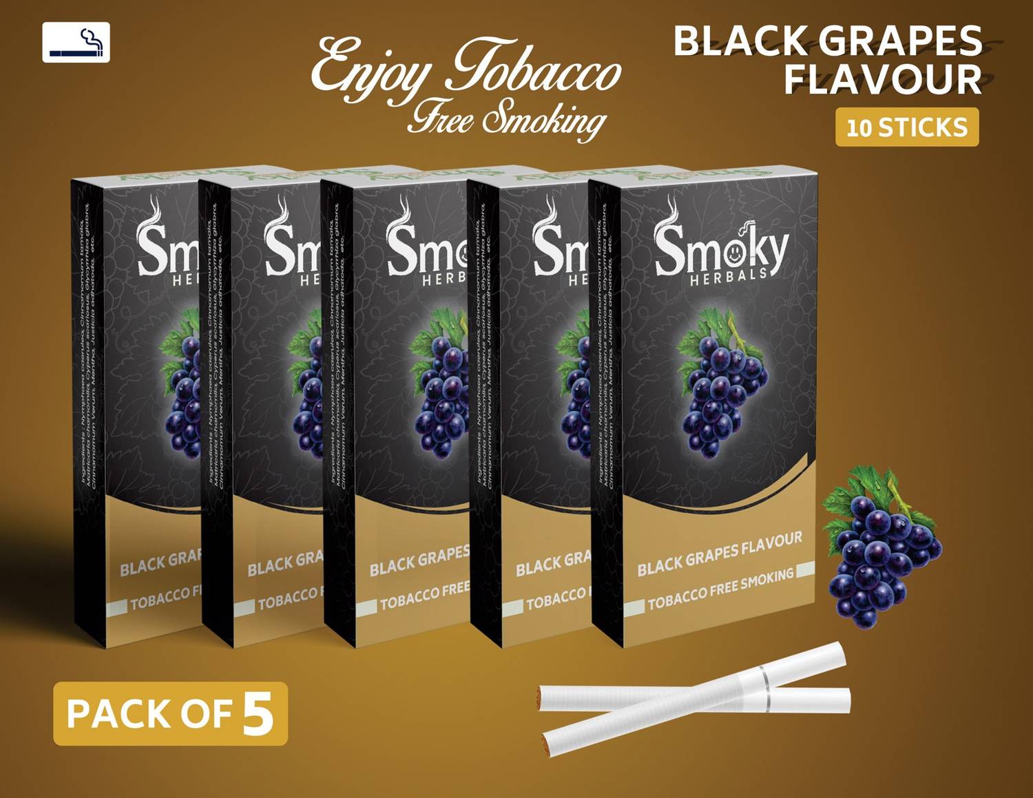 cigarette grape flavour Smoky Herbals Black Grapes Flavour 100% Tobacco & Nicotine Free Cigarette -  (50 Sticks) Smoking Cessations Price in India - Buy Smoky Herbals Black Grapes  Flavour 100% Tobacco & Nicotine Free Cigarette